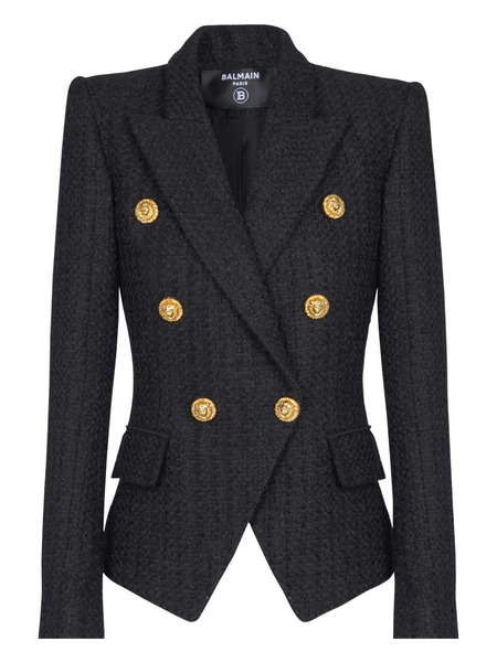  Balmain Six-button Tweed Blazer - Black 