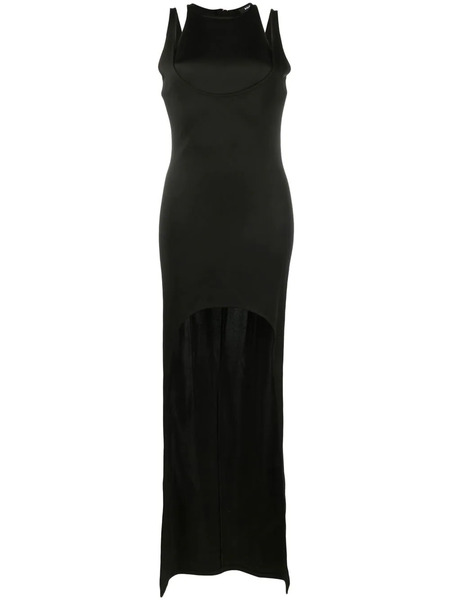  Balmain Sleeveless Layered Long Dress - Black 