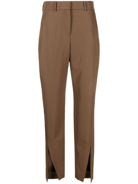  Balmain Slit-detail Wool Trousers - Brown 