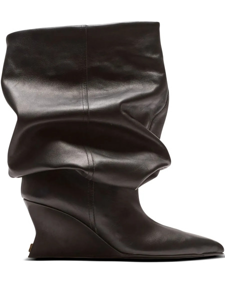  Balmain Slouchy Wedge Ankle Boots - Black 