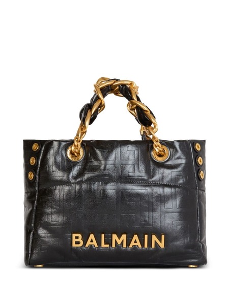  Balmain Small 1945 Soft Leather Tote Bag - Black 