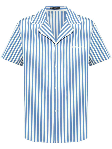  Balmain Striped Cotton Shirt - Blue 