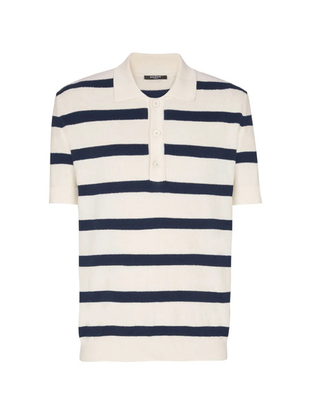  Balmain Striped-pattern Polo Shirt - Neutrals 