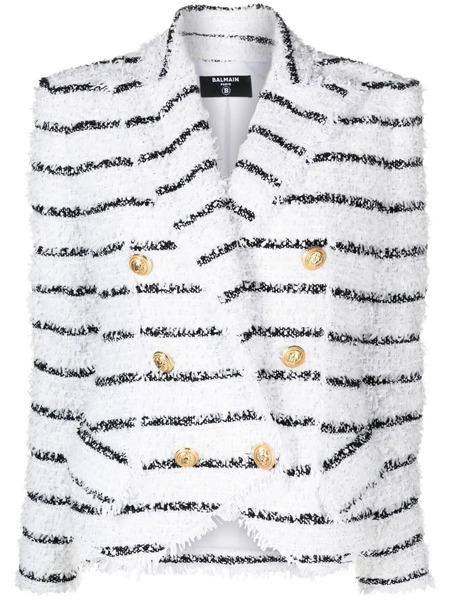 Balmain Striped Trurex-tweed Jacket - White 