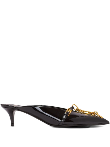  Balmain Sync Patent Leather Mules - Black 