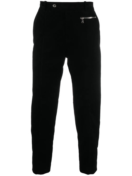  Balmain Tapered-leg Suede Cropped Trousers - Black 