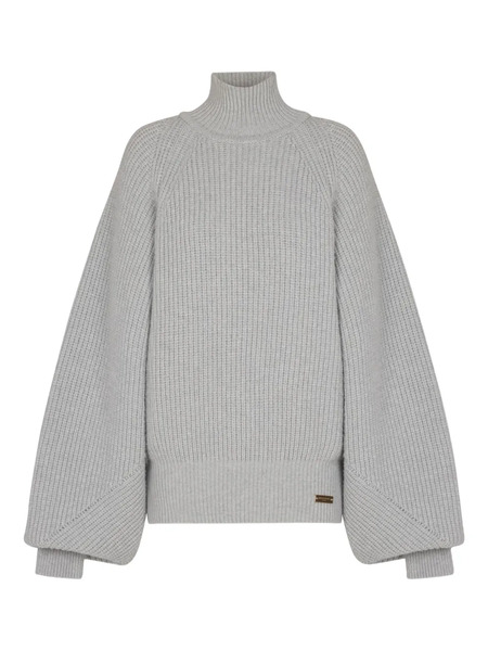  Balmain Turtleneck Ribbed Jumper - Grey 