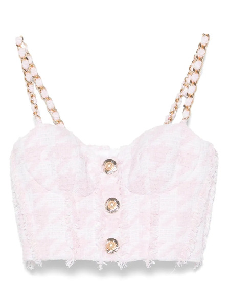  Balmain Tweed Bralette Top - Pink 