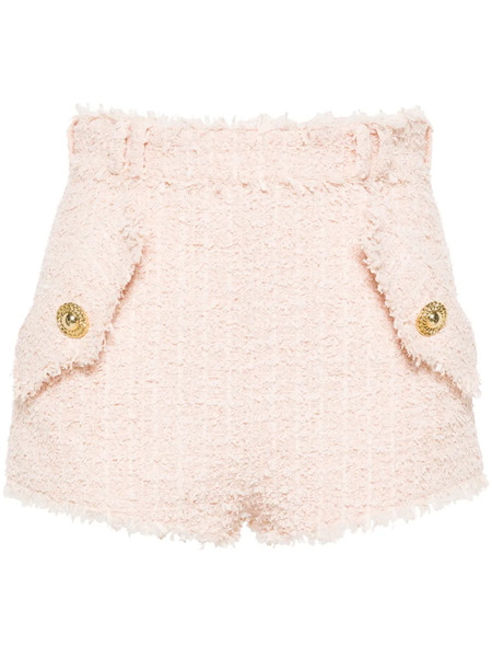  Balmain Tweed Chain-buttons Shorts - Neutrals 