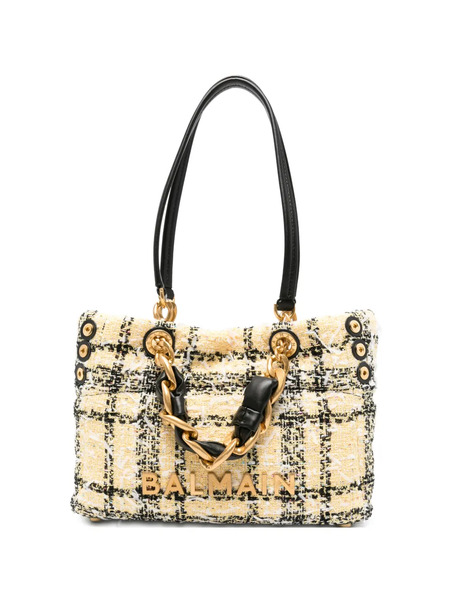  Balmain Tweed Chain Tote Bag - Yellow 