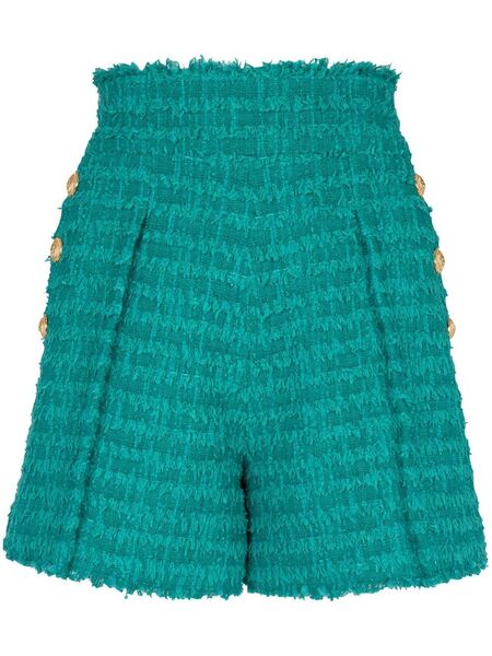  Balmain Tweed Tailored Shorts - Green 