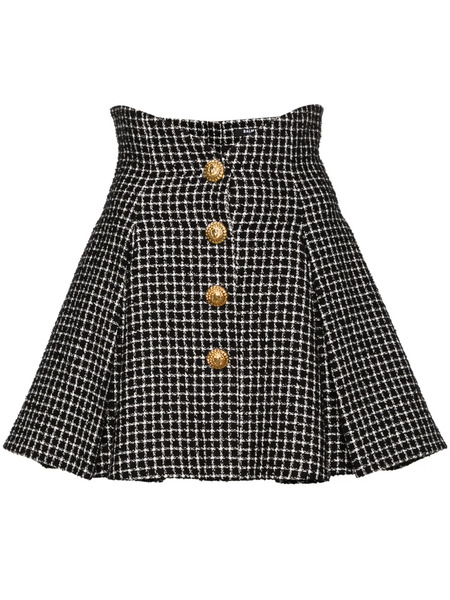  Balmain Tweed Tulip Mini Skirt - Black 