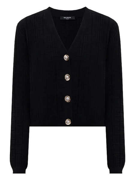  Balmain V-neck Buttoned Cardigan - Black 