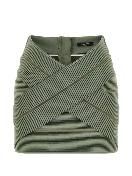  Balmain V-waist Short Skirt - Green 