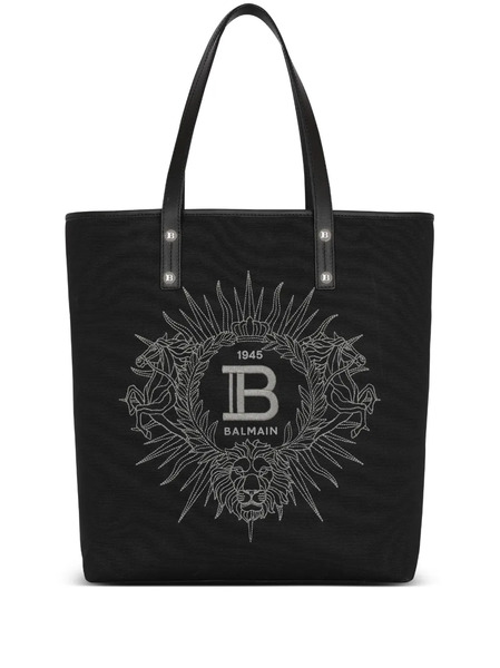  Balmain Varsity Embroidered-logo Tote Bag - Black 