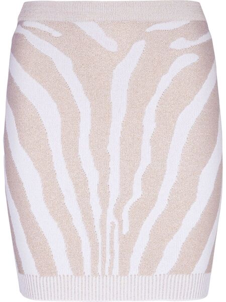  Balmain Zebra Intarsia-knit Miniskirt - Neutrals 