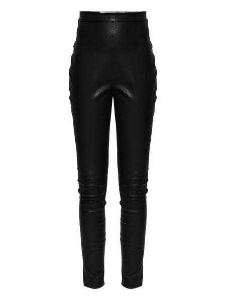  Balmain Zip Leather Trousers - Black 