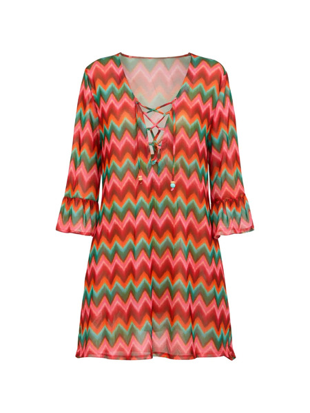  Banana Moon Acelo Nalikatul Chevron-pattern Beach Tunic - Orange 