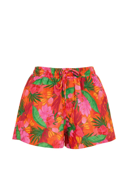  Banana Moon Floral Drawstring Shorts - Orange 
