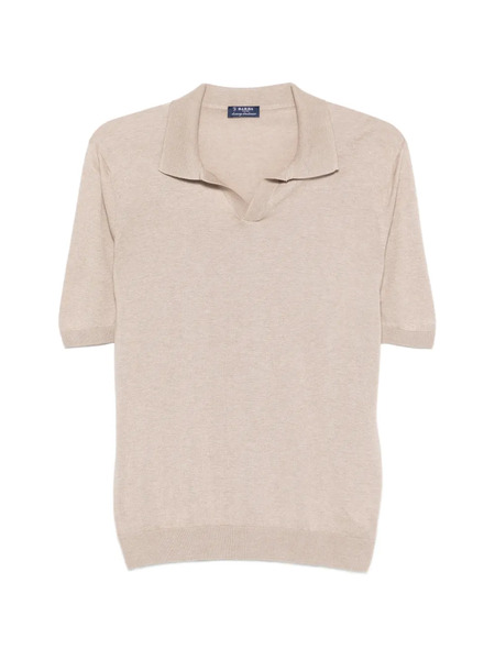  Barba Collared Short-sleeve Sweater - Neutrals 