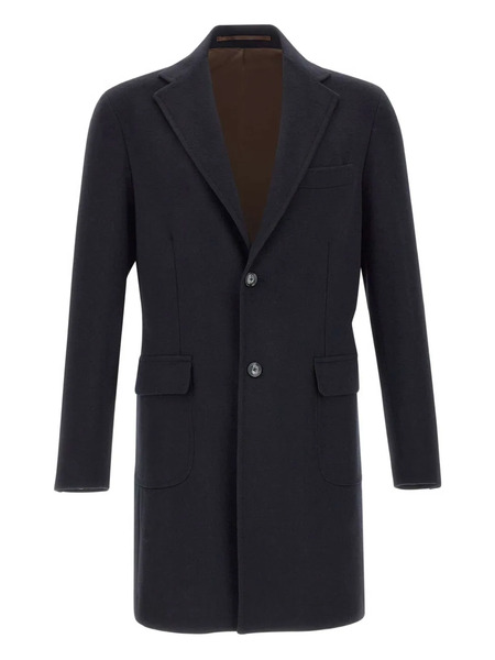  Barba Flap-pocket Half-belt Coat - Blue 