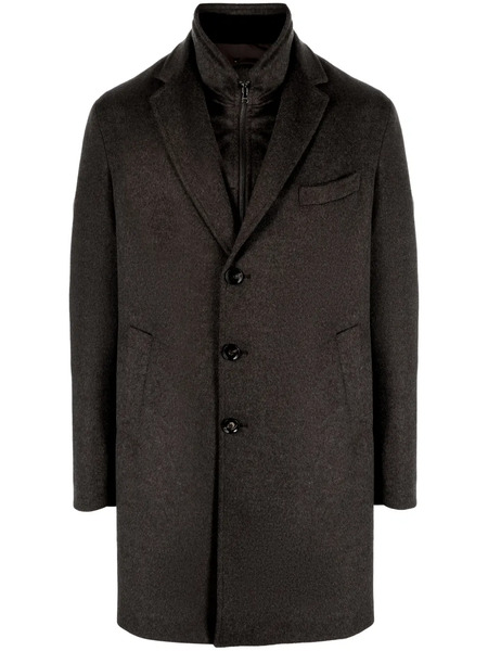  Barba Layered Single-breasted Coat - Brown 