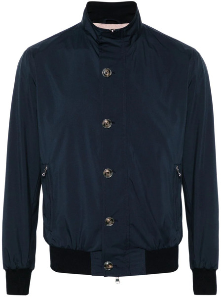  Barba Mock-neck Button-down Bomber Jacket - Blue 