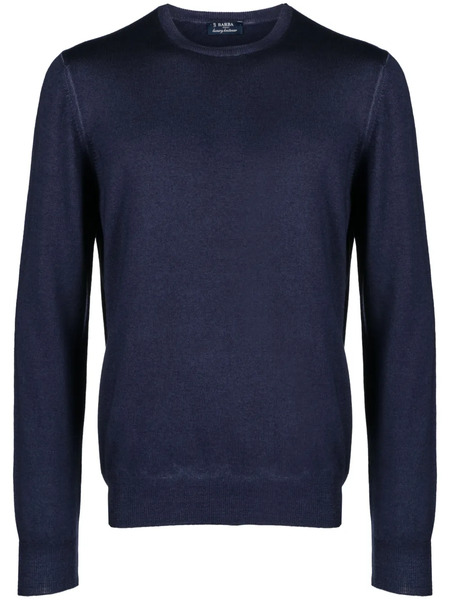  Barba Ribbed-trim Virgin-wool Jumper - Blue 