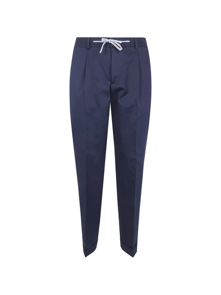  Barba Roma Drawstring Pleated Trousers - Blue 