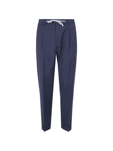 Barba Roma Drawstring Pleated Trousers - Blue 