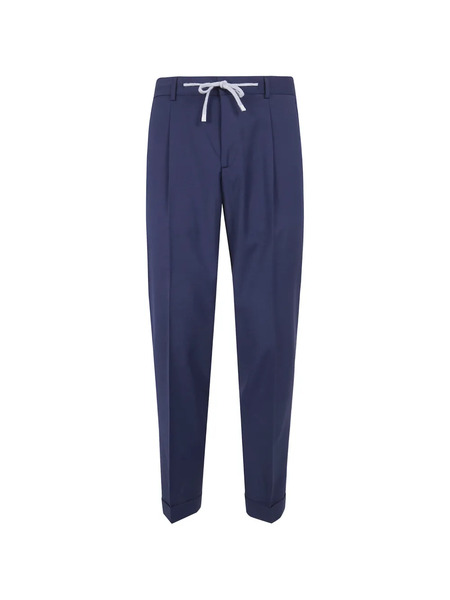  Barba Roma Pleated Drawstring Trousers - Blue 