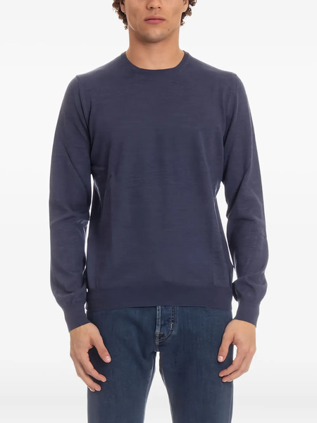  Barba Round-neck Long-sleeve Sweater - Blue 