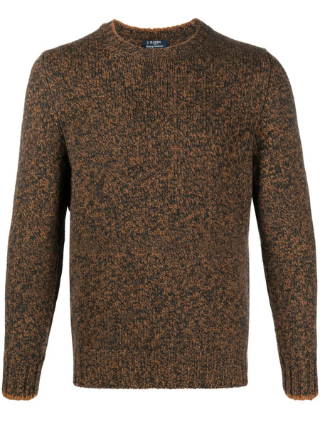  Barba Speckle-knit Virgin Wool Jumper - Brown 