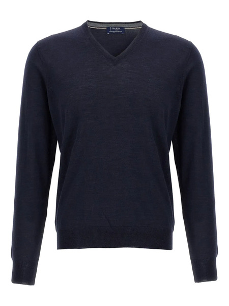  Barba V-neck Knitted Jumper - Blue 