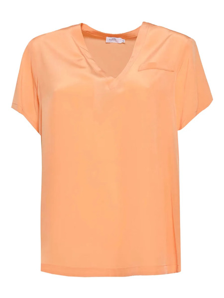  Barba V-neck Short-sleeved Blouse - Orange 