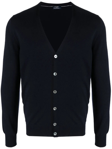  Barba V-neck Wool Cardigan - Blue 
