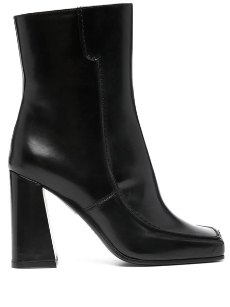  Barbara Bui 95mm Square-toe Leather Ankle Boots - Black 