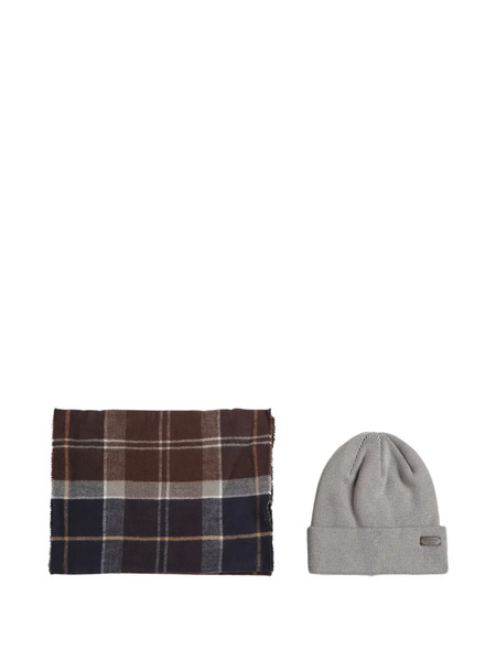 Barbour Checked Scarf And Beanie Set - Blue 