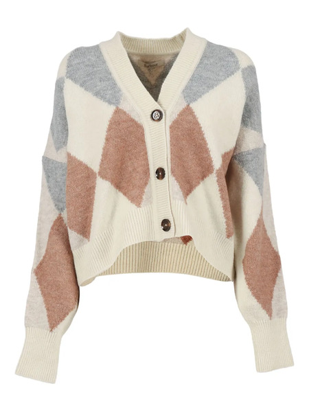  Barbour Diamond-pattern Wool-blend Cardigan - Neutrals 