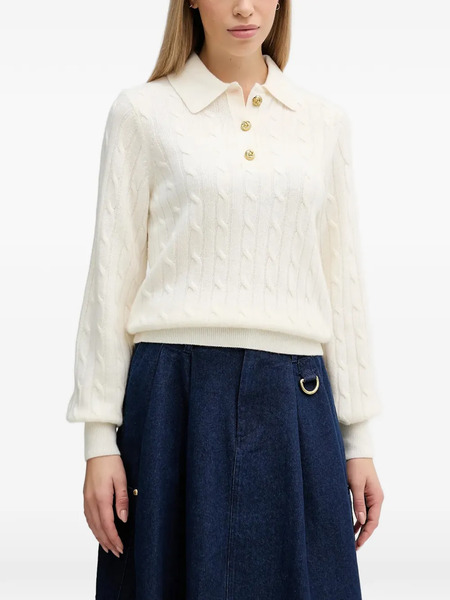  Barbour Evie Cable-knit Button Polo Top - Neutrals 