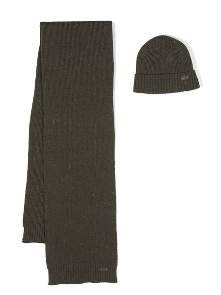  Barbour Knitted Scarf And Beanie Set - Green 