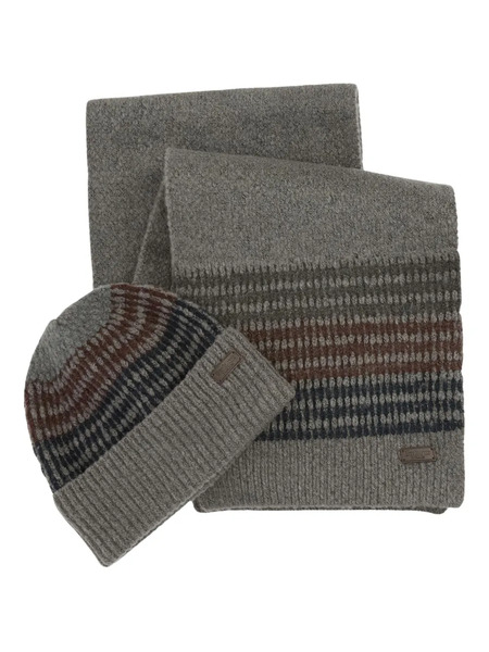  Barbour Knitted Scarf And Beanie Set - Grey 