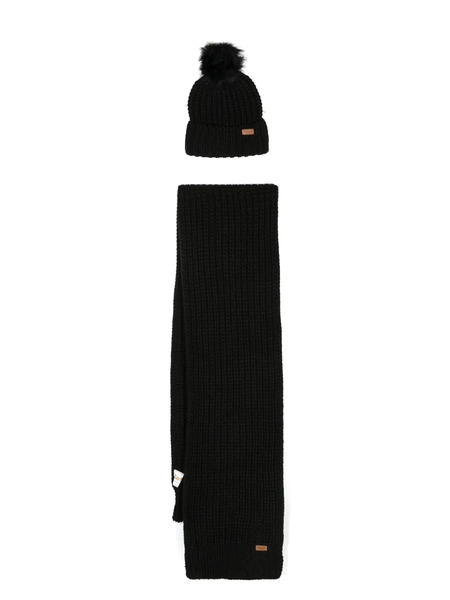  Barbour Ribbed-knit Scarf & Beanie Set - Black 