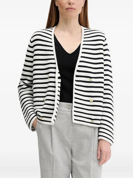  Barbour Striped Double-breasted Cardigan - White 