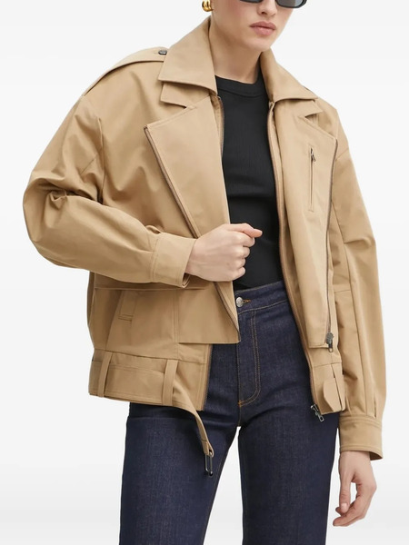  Bardot Belted Zip-up Biker Jacket - Brown 