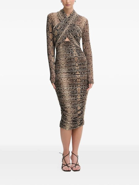  Bardot Cut-out Print Midi Dress - Neutrals 