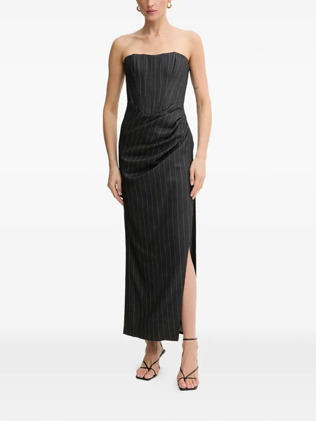  Bardot Everlasting Pinstripe Strapless Maxi Dress - Grey 