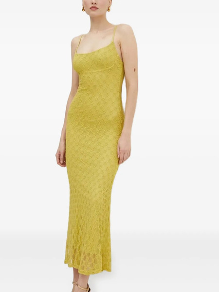  Bardot Floral-lace Midi Dress - Yellow 