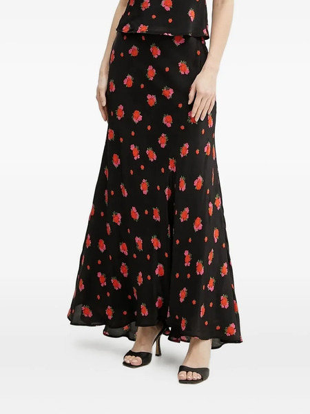  Bardot Floral-print Flared Skirt - Black 
