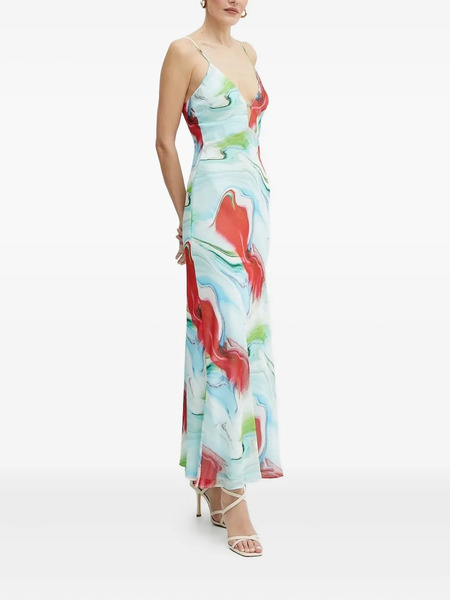  Bardot Graphic-print Slip Maxi Dress - Blue 